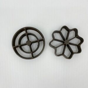 Set of 2 Vintage Kitchen Rosette and Round Molds Irons Pastry Fried NO HANDLES